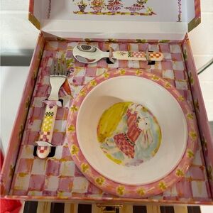 Mackenzie-Childs Bunny Toddler Dinnerware Set, New in orginal box